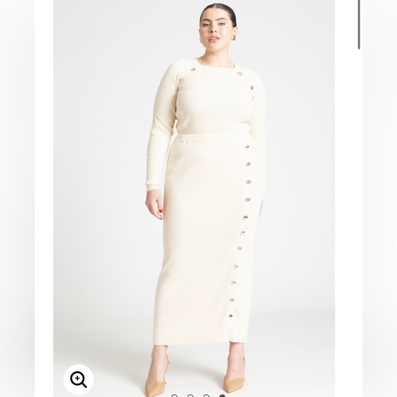 Eloquii Maxi Sweater Skirt With Button Down Placket - Picture 3 of 8